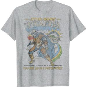 imageStar Wars Mandalorian Comic Poster TShirtHeather Grey