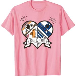 imageStar Wars R2D2 BB8 Droid Heart Valentines Day TShirtPink