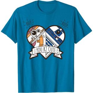 imageStar Wars R2D2 BB8 Droid Heart Valentines Day TShirtSapphire Blue