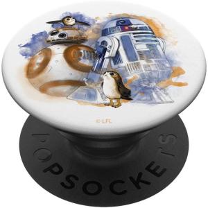 imageStar Wars R2D2 BB8 Porgs Watercolor PopSockets MagSafe PopGrip for iPhoneStandard