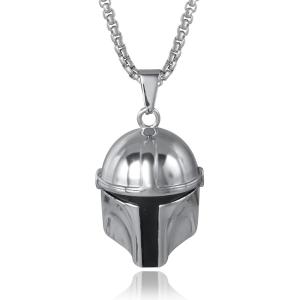 imageStar Wars Stainless Steel Necklaces for Men Character Pendant Designs 22quot Box ChainSilver Boba Fett
