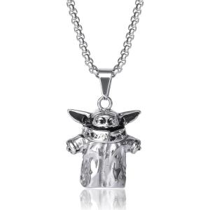 imageStar Wars Stainless Steel Necklaces for Men Character Pendant Designs 22quot Box ChainSilver Grogu