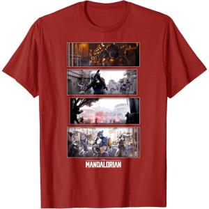 imageStar Wars The Mandalorian Action Packed Vintage Frames TShirtCranberry Red