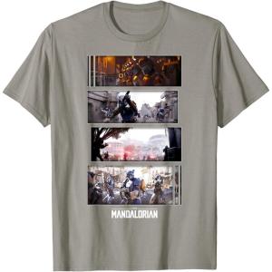 imageStar Wars The Mandalorian Action Packed Vintage Frames TShirtSlate Grey