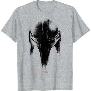 imageStar Wars The Mandalorian Dark Helmet Sketched TShirtHeather Grey