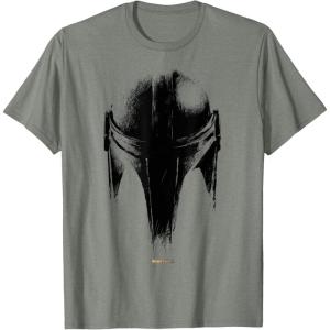 imageStar Wars The Mandalorian Dark Helmet Sketched TShirtOlive Heather