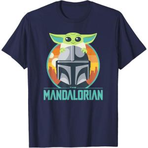 imageStar Wars The Mandalorian Fathers Day Cute Group Portrait TShirtNavy Blue