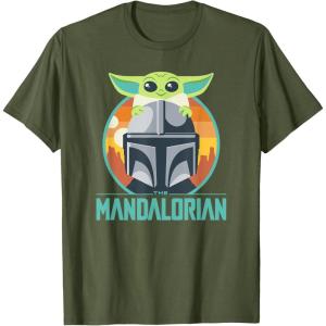 imageStar Wars The Mandalorian Fathers Day Cute Group Portrait TShirtOlive Green