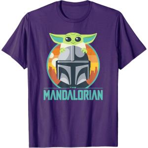 imageStar Wars The Mandalorian Fathers Day Cute Group Portrait TShirtPurple