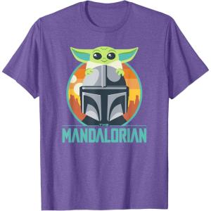 imageStar Wars The Mandalorian Fathers Day Cute Group Portrait TShirtPurple Heather