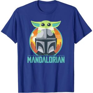 imageStar Wars The Mandalorian Fathers Day Cute Group Portrait TShirtRoyal Blue