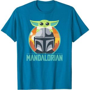 imageStar Wars The Mandalorian Fathers Day Cute Group Portrait TShirtSapphire Blue