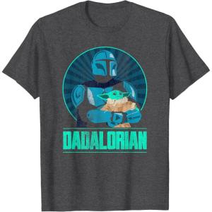 imageStar Wars The Mandalorian Fathers Day Dadalorian Retro TShirtDark Heather Grey
