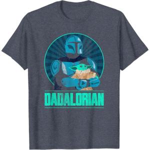 imageStar Wars The Mandalorian Fathers Day Dadalorian Retro TShirtHeather Blue