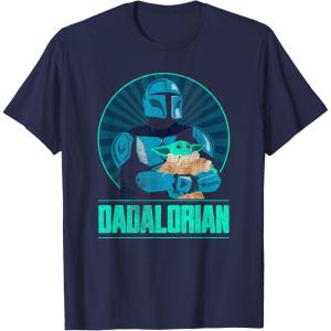 imageStar Wars The Mandalorian Fathers Day Dadalorian Retro TShirtNavy Blue