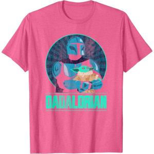 imageStar Wars The Mandalorian Fathers Day Dadalorian Retro TShirtPink Heather