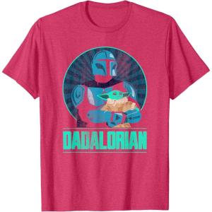 imageStar Wars The Mandalorian Fathers Day Dadalorian Retro TShirtRed Heather
