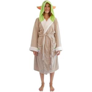 imageStar Wars The Mandalorian Grogu The Child Hooded Bathrobe for Women  Baby YodaThemed Soft Plush Spa Robe for Shower  Lightweight Fleece Housecoat With Belted Tie  One Size Fits Most Adults