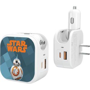 imageStar Wars The Mandalorian Grogu and Din Djarin Color Block 18Watt 2 in 1 USB ChargerBB8