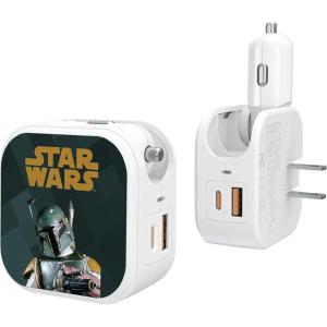 imageStar Wars The Mandalorian Grogu and Din Djarin Color Block 18Watt 2 in 1 USB ChargerBoba Fett
