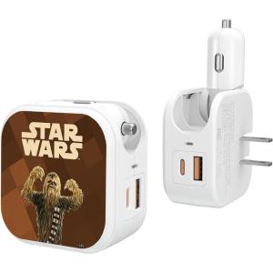 imageStar Wars The Mandalorian Grogu and Din Djarin Color Block 18Watt 2 in 1 USB ChargerChewbacca