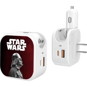 imageStar Wars The Mandalorian Grogu and Din Djarin Color Block 18Watt 2 in 1 USB ChargerDarth Vader