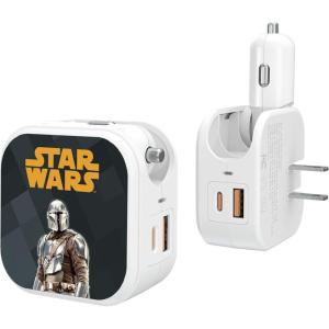 imageStar Wars The Mandalorian Grogu and Din Djarin Color Block 18Watt 2 in 1 USB ChargerDin Djarin