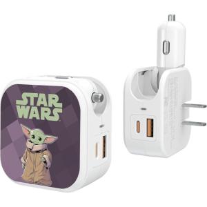 imageStar Wars The Mandalorian Grogu and Din Djarin Color Block 18Watt 2 in 1 USB ChargerGrogu
