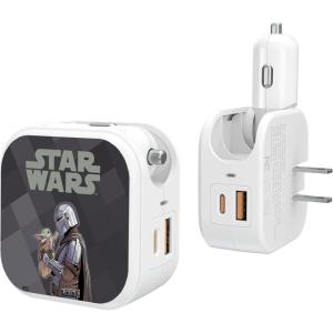 imageStar Wars The Mandalorian Grogu and Din Djarin Color Block 18Watt 2 in 1 USB ChargerGrogu and Din Djarin