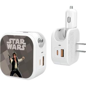 imageStar Wars The Mandalorian Grogu and Din Djarin Color Block 18Watt 2 in 1 USB ChargerHan Solo
