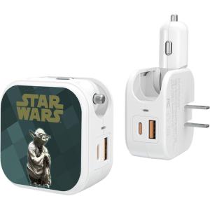 imageStar Wars The Mandalorian Grogu and Din Djarin Color Block 18Watt 2 in 1 USB ChargerYoda