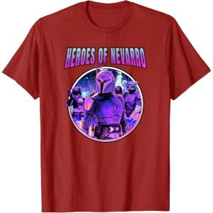 imageStar Wars The Mandalorian Heroes Of Nevarro Retro Portrait TShirtCranberry Red