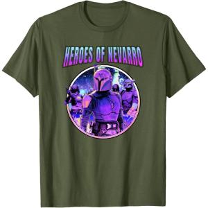 imageStar Wars The Mandalorian Heroes Of Nevarro Retro Portrait TShirtOlive Green
