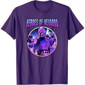 imageStar Wars The Mandalorian Heroes Of Nevarro Retro Portrait TShirtPurple