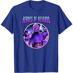 imageStar Wars The Mandalorian Heroes Of Nevarro Retro Portrait TShirtRoyal Blue