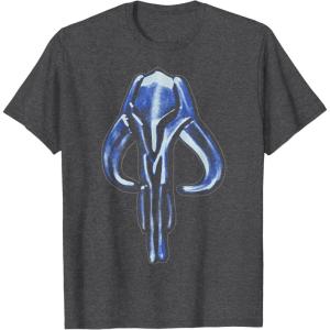 imageStar Wars The Mandalorian Mythosaur Skull Vintage Logo TShirtDark Heather Grey