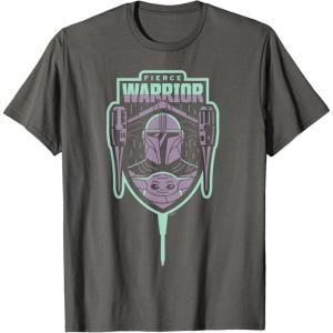 imageStar Wars The Mandalorian Season 3 Grogu Fierce Warrior N1 TShirtAsphalt Grey