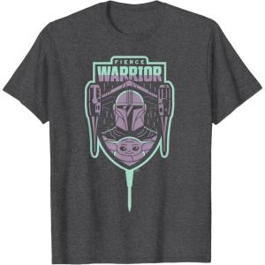 imageStar Wars The Mandalorian Season 3 Grogu Fierce Warrior N1 TShirtDark Heather Grey