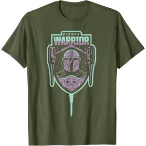 imageStar Wars The Mandalorian Season 3 Grogu Fierce Warrior N1 TShirtOlive Green