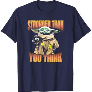 imageStar Wars The Mandalorian Stronger Than You Think Vintage TShirtNavy Blue