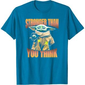imageStar Wars The Mandalorian Stronger Than You Think Vintage TShirtSapphire Blue