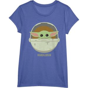 imageStar Wars The Mandalorian The Child Bassinet Portrait TShirtBright Blue Heather