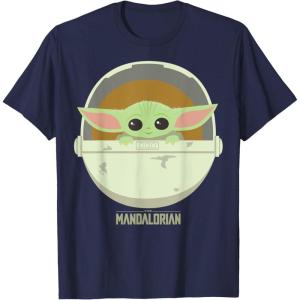 imageStar Wars The Mandalorian The Child Bassinet Portrait TShirtNavy Blue