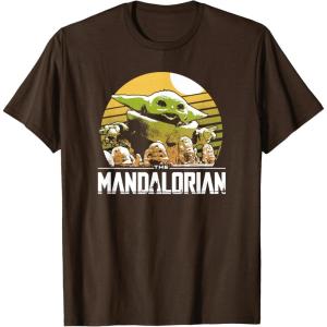 imageStar Wars The Mandalorian The Child Vintage Cartoon Poster TShirtBrown