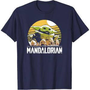 imageStar Wars The Mandalorian The Child Vintage Cartoon Poster TShirtNavy Blue