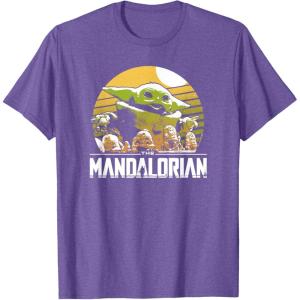 imageStar Wars The Mandalorian The Child Vintage Cartoon Poster TShirtPurple Heather