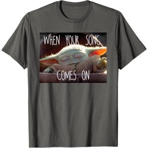 imageStar Wars The Mandalorian The Child When Your Song Comes On TShirtAsphalt Grey
