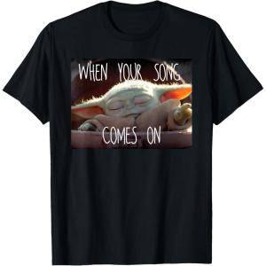 imageStar Wars The Mandalorian The Child When Your Song Comes On TShirtBlack