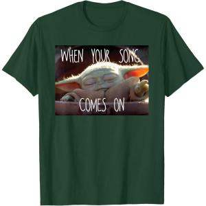 imageStar Wars The Mandalorian The Child When Your Song Comes On TShirtDark Green