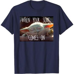 imageStar Wars The Mandalorian The Child When Your Song Comes On TShirtNavy Blue